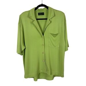 Babaton Oversized Light Green Bowling Style Shirt Size Small